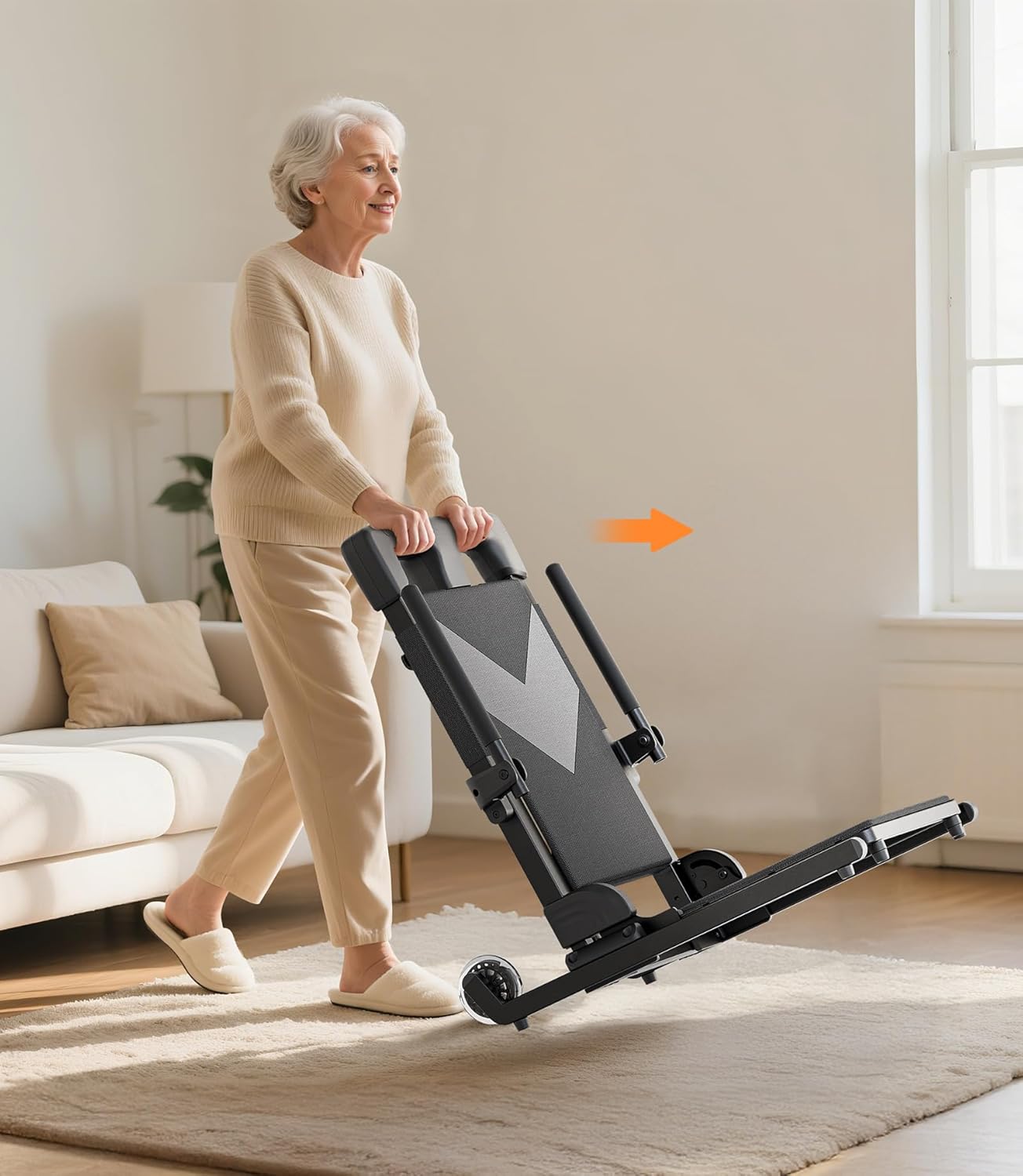 VOCIC Electric Chair Lift with Large Wheels, Ultra-Compact Chair Lift with T-Stabilized Base, Easy Mobility Design for Women & Seniors, Helps Stand from Floor, Supports 350 LBS, AX25