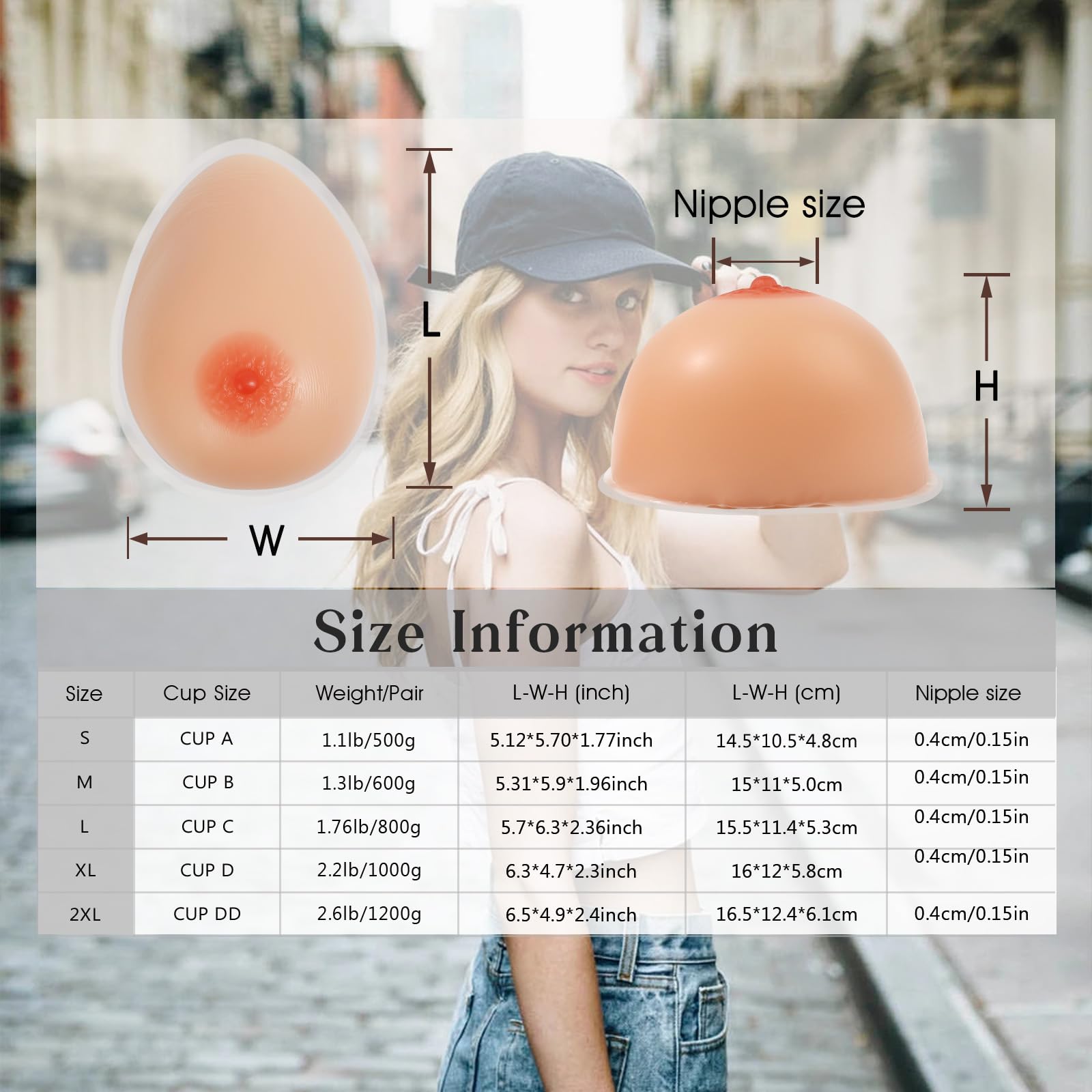 Windsleeping Prótesis mamaria autoadhesiva de silicona para cosplay, crossdressers, personas transgénero y mastectomía, pechos falsos