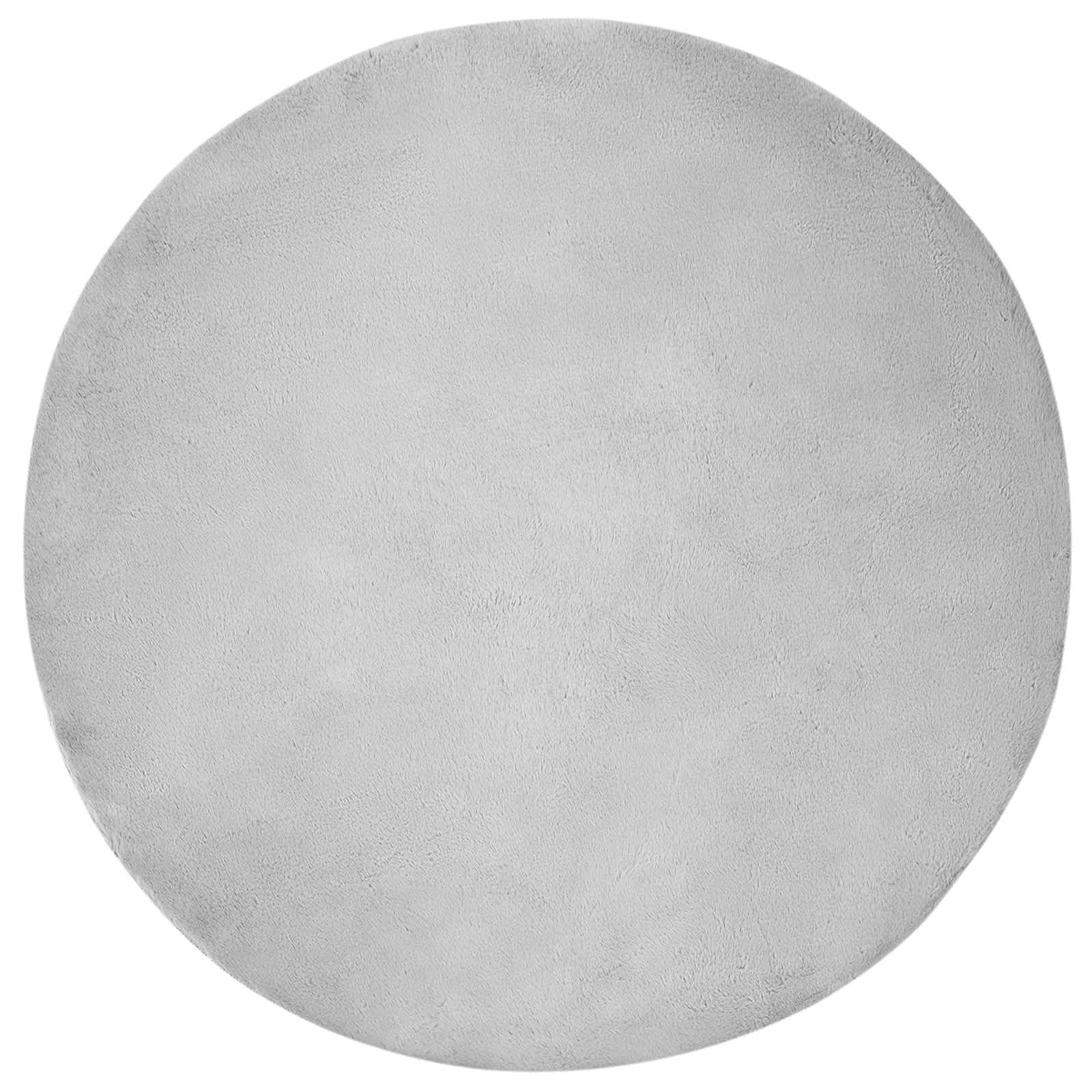 Tapis Rond en Fausse Fourrure de Lapin, Ø 120 cm, Tapis de Salon Antidérapant, Moelleux et Confortable, Décoration Intérieure Moderne, Couleur Gris, Accessoire Cocooning
