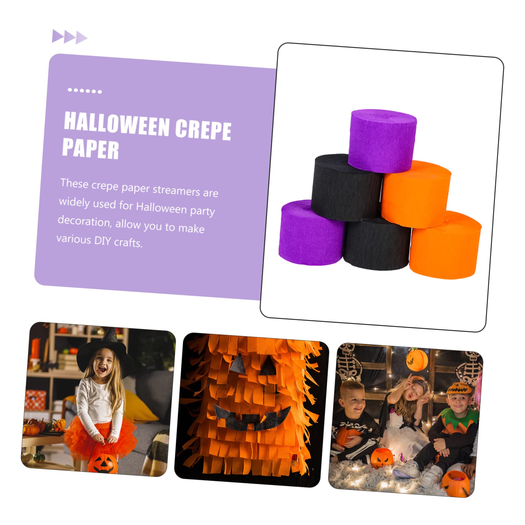 SEWACC 5sets Halloween Banner Set Crepe Luftschlangen Orange Schwarz Papier Dekorationen Party Luftschlangen Banner 6 Rollen * 5