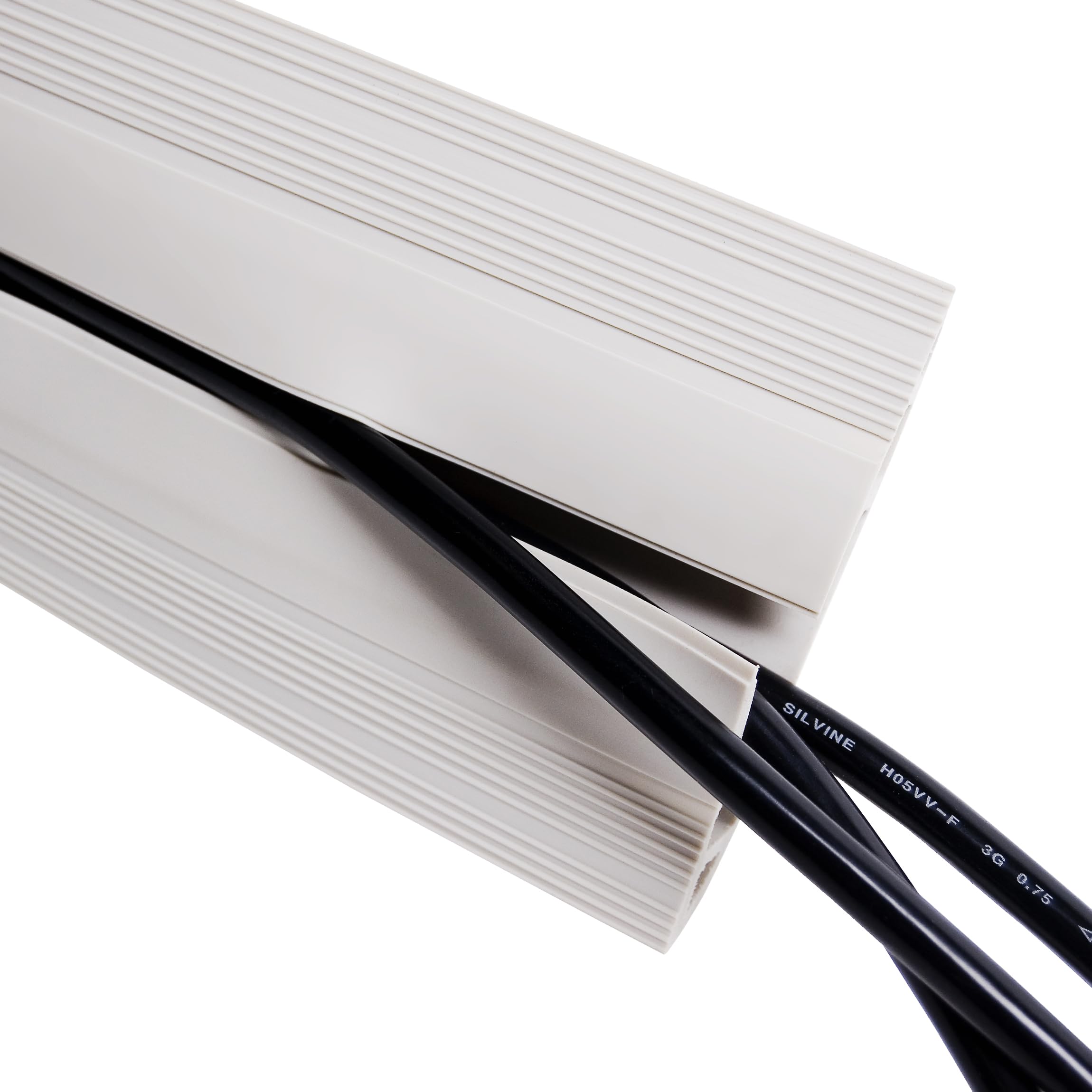 Dataflex Addit Copricavo 300cm Grigio - Canalina portacavi dritta con bordi antiscivolo, protezione per cavi con 3 ampie grondaie separate, adatta per 6 cavi da 7 mm, nastro autoadesivo