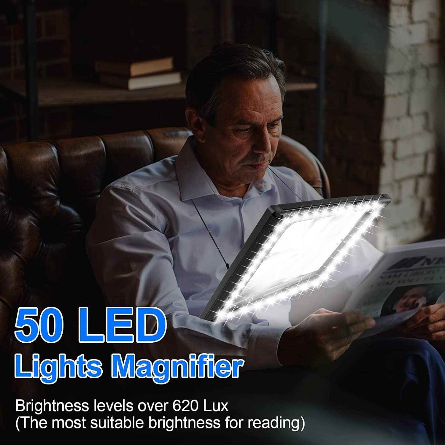 Magnifying Glass with Light,Reading Magnifier for Books,4X Large Lens and 50 LED Illuminated Light - Image 4