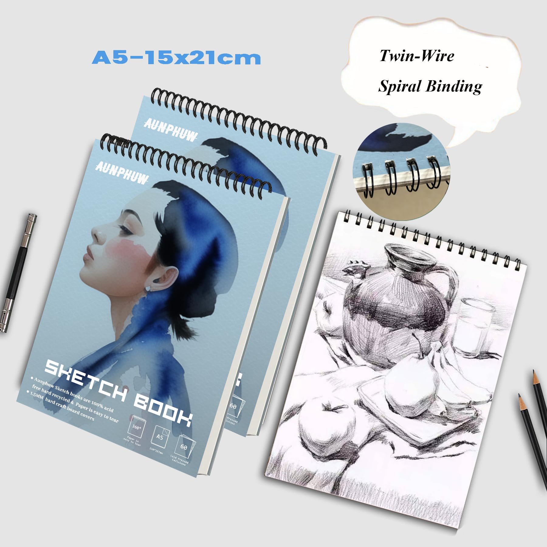 Aunphuw A5 Sketch Books Drawing Pad - Image 4