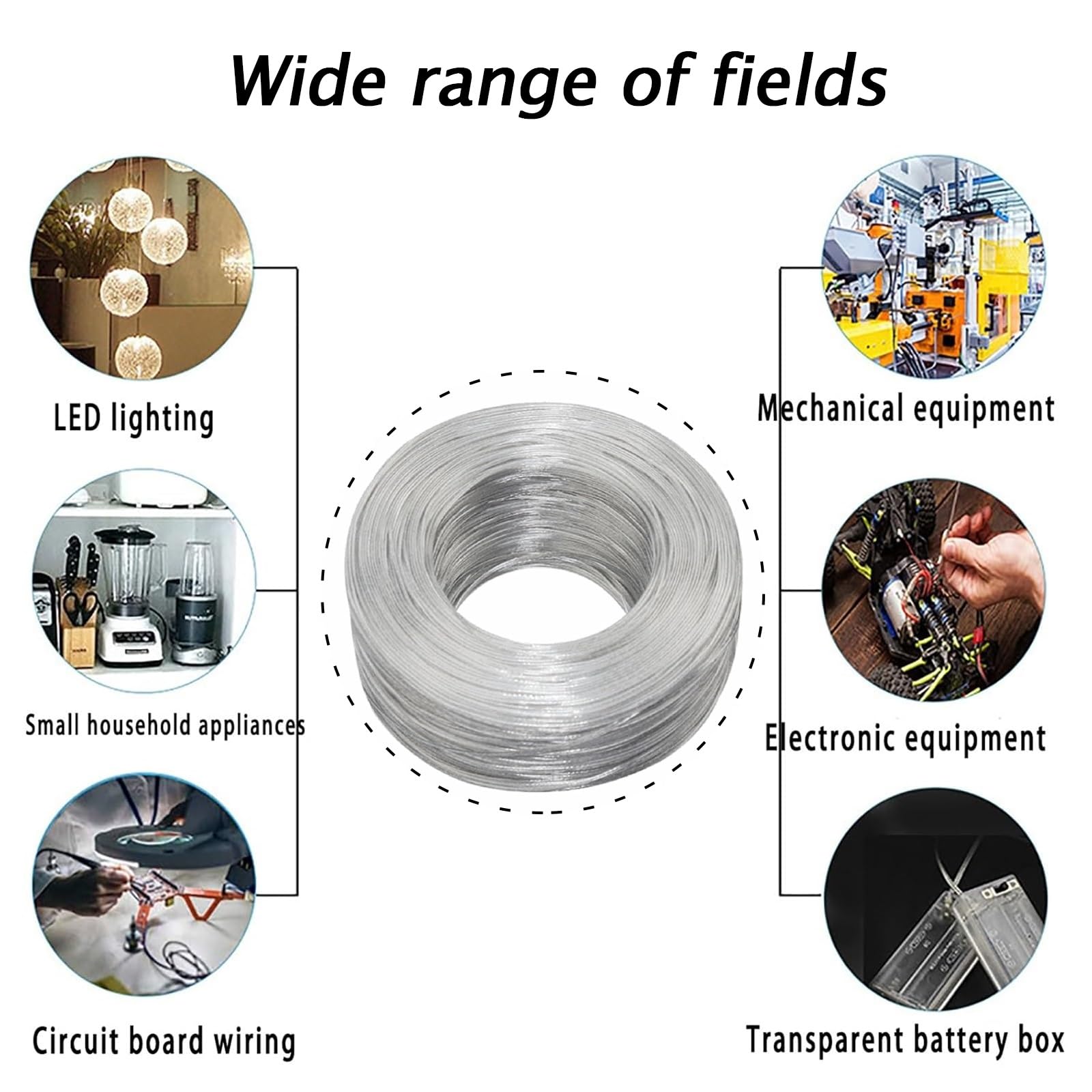 Cavo Elettrico Trasparente 2 Poli 18-28 AWG UL, Rame Stagnato PVC | Cavo Flessibile Trasparente 300V, LED, Altoparlanti, Audio, Prolunga Bassa Tensione(100ft,22awg)