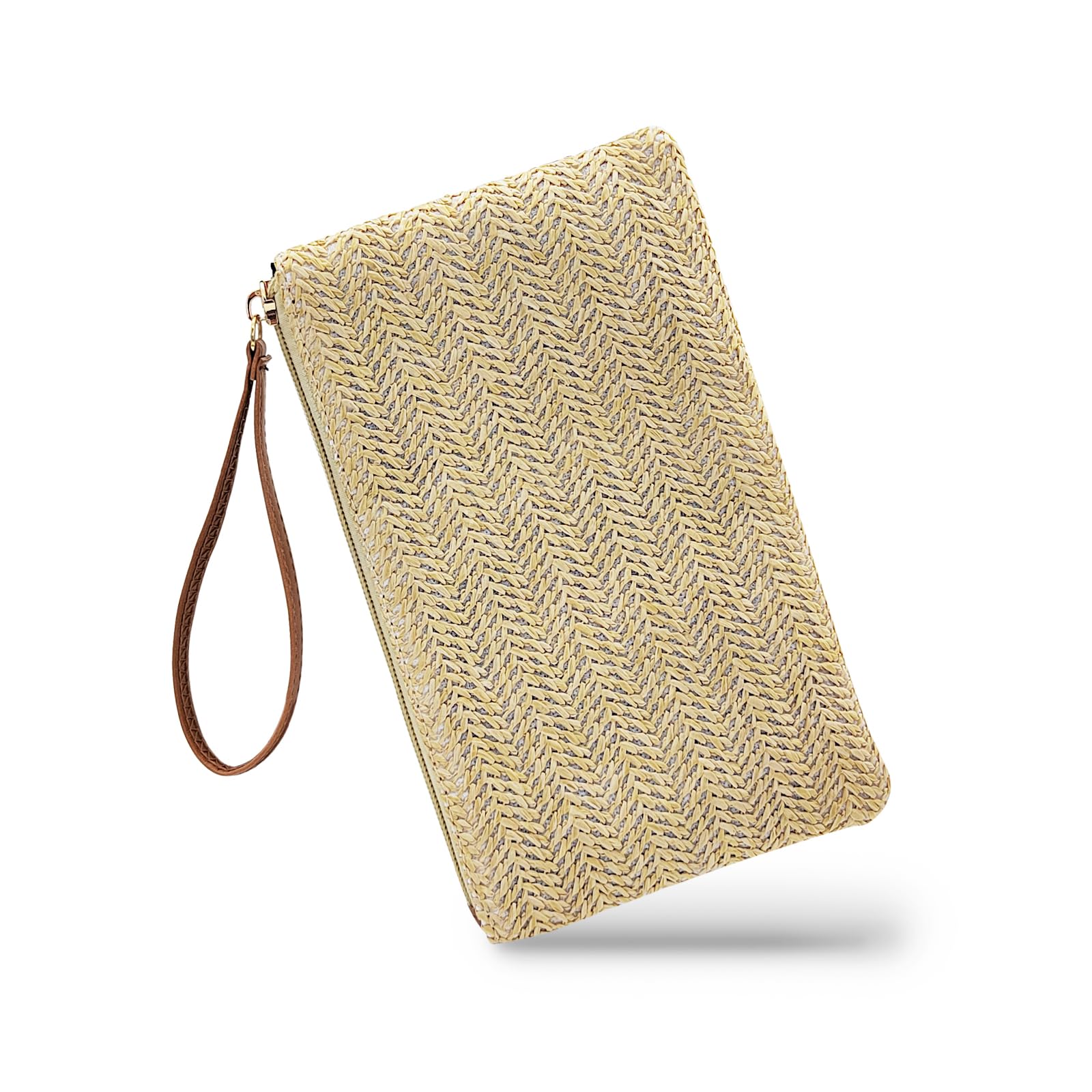 WisePoint Bolso de embrague, bolso de mano de paja para mujer, bolsos de playa tejidos bohemios con asa, monedero de moda para playa, viaje, fiesta, boda