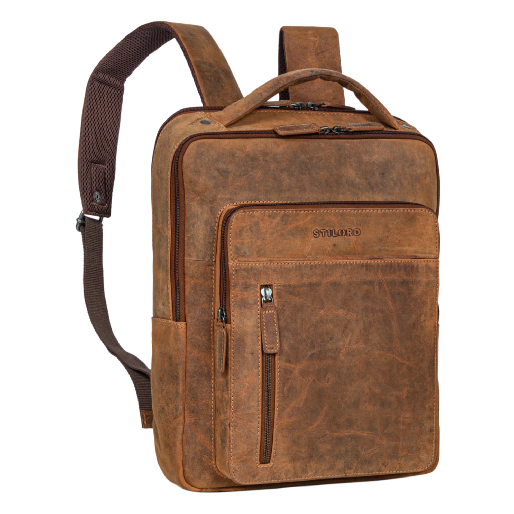 STILORD "Tory" Grande Zaino da Lavoro in Pelle per Uomo e Donna | Zaino per Laptop da 13-14 pollici | Zaino da Viaggio Vintage Colore:bergamo - marrone