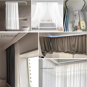 LIYI929GP 3m 4m 5m 6m Curtain Track Glider Rail For Straight And Bay Windows, With Universals Bearing Wheel Silent Pulley, Single/double Straight/curved Track, For Bed RV Track System Room Divider