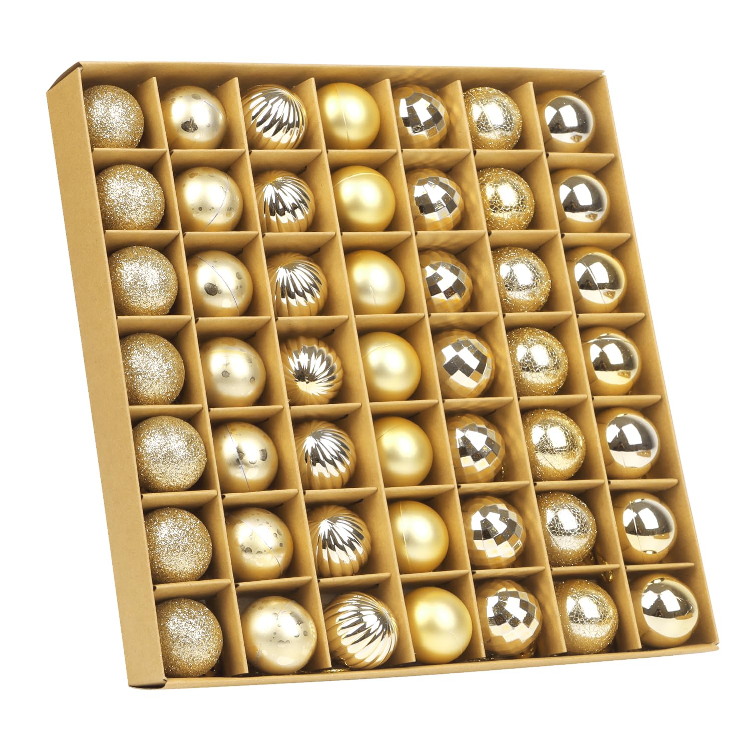 VEYLIN Mini Christmas Baubles, 49pcs 3cm Christmas Tree Baubles Set Glitter Christma Small Bauble Xmas Bauble for Xmas Tree Decoration (gold)