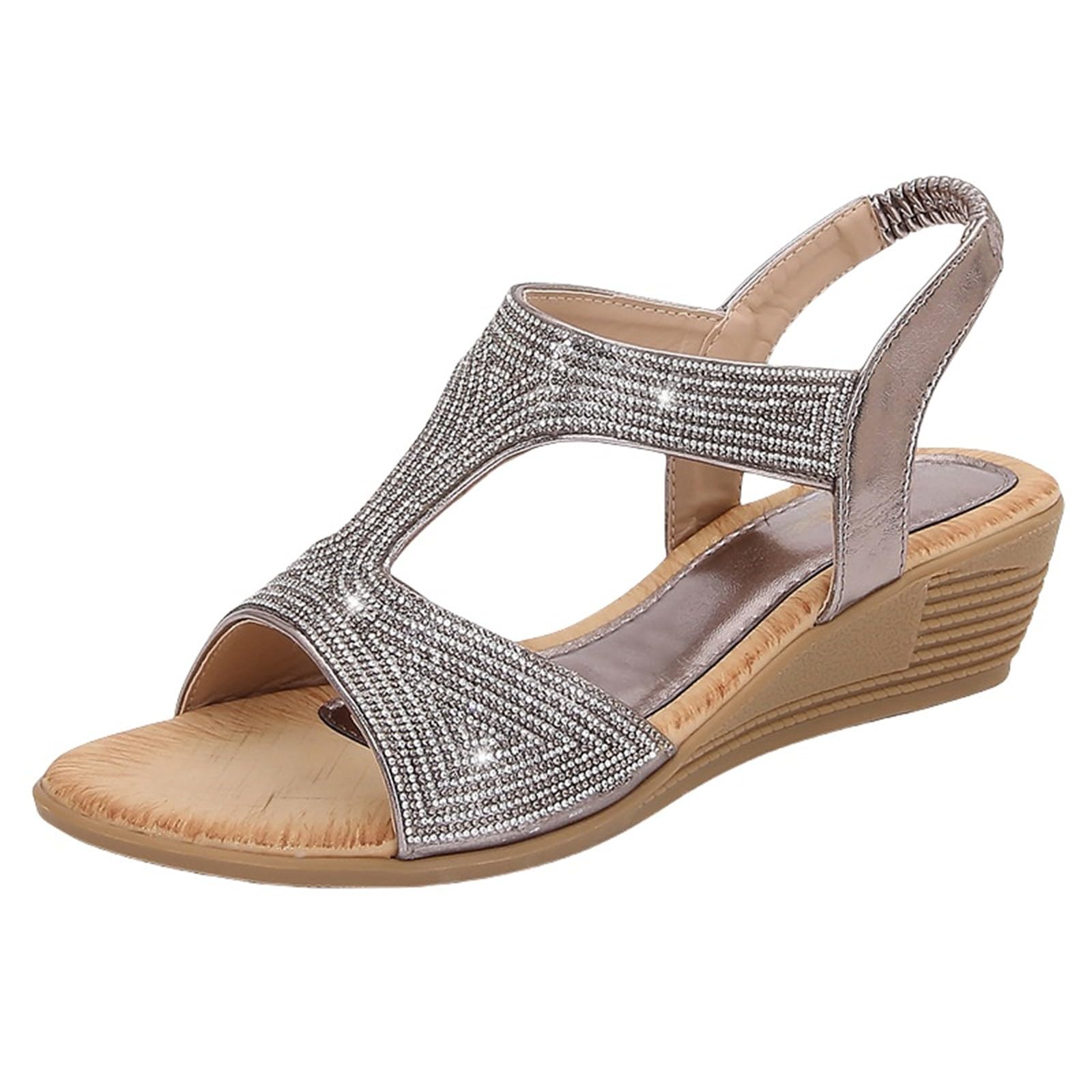 Scarpe Donna Eleganti Basse Estive Comode Sandali da donna nuovi estivi comodi e alla retrò stile etnico leggero spiaggia vacanza tacco elastico fondo spesso Sandalo Estivo Elegante Scarpe Zeppa