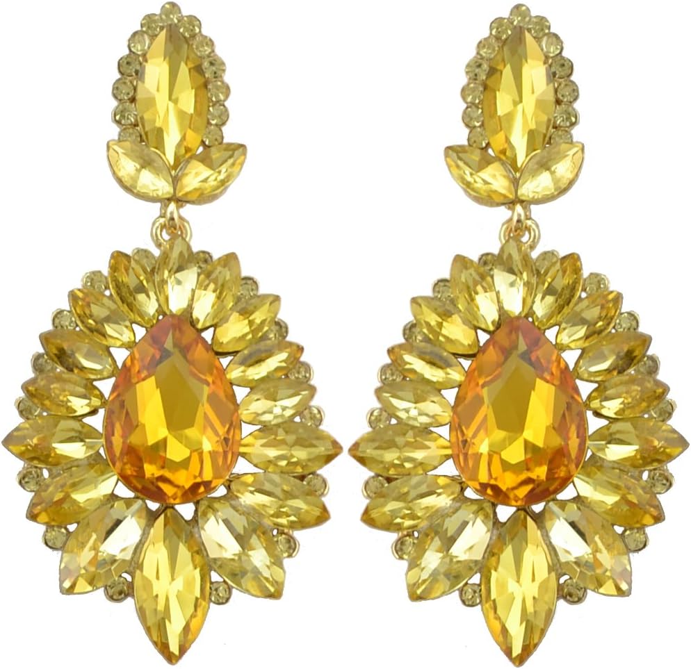 idealway Crystal Rhinestone Dangle Earrings For Women Wedding Jewelry Luxury Chandelier Drop Earring