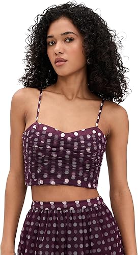 Cinq à Sept Women's Camille Polka Dot Selly Top, Deep Plum/Limestone, S