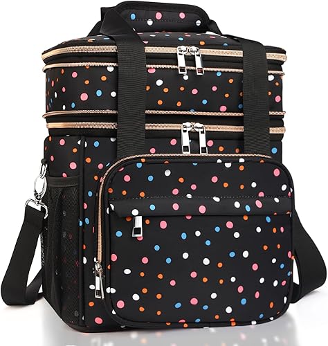 GLENKEY Lonchera expandible ligera con aislamiento para mujeres, bolsa de almuerzo grande de doble piso a prueba de fugas, bolsas enfriadoras suaves