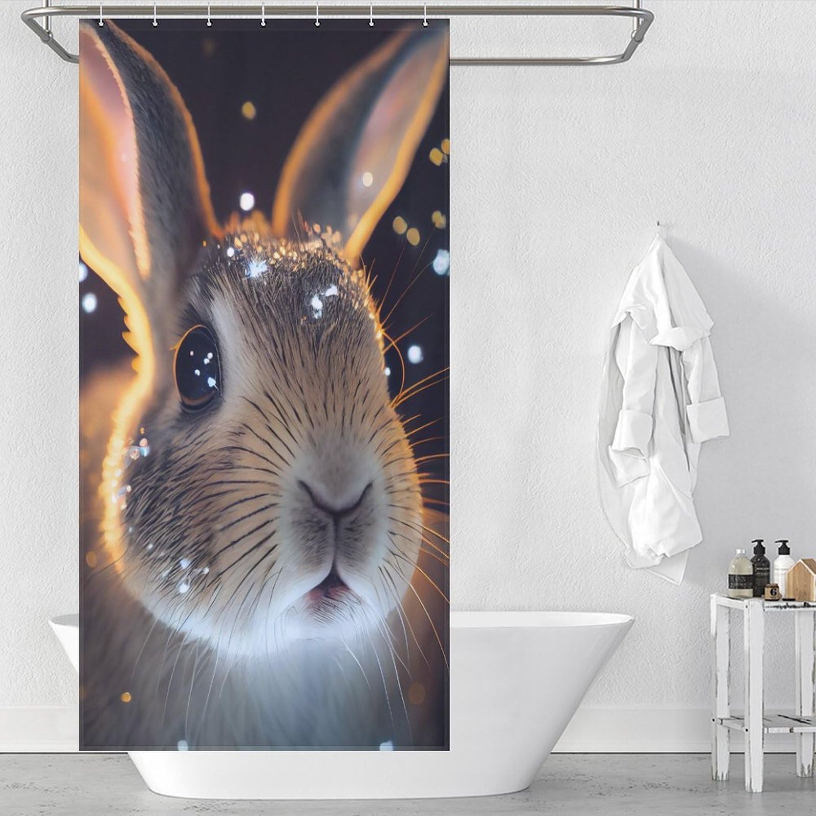 Rideau de douche Rabbit Lighting 90x180 cm lavable pour salle de bain moderne