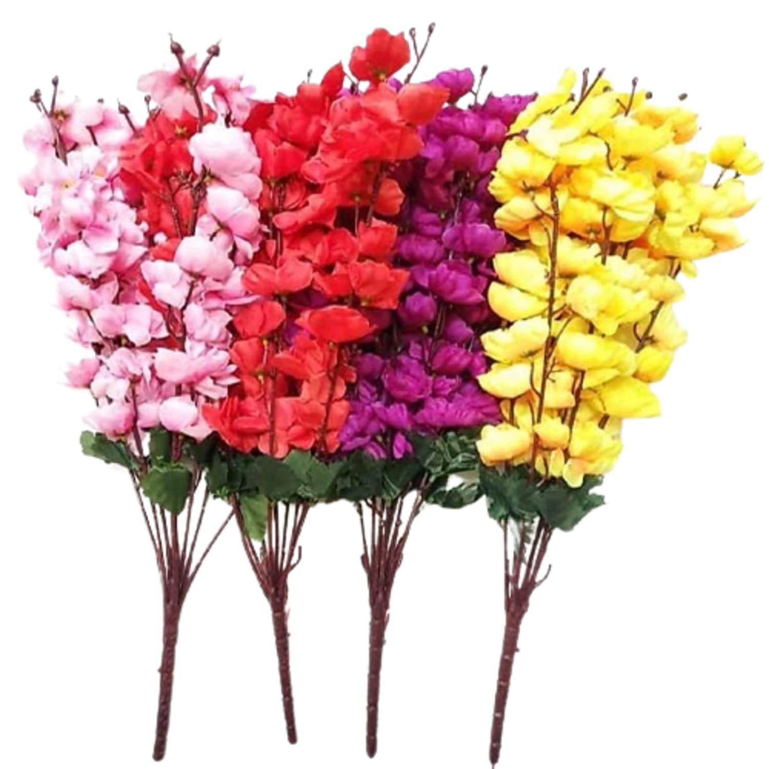 VRCT Artificial Cherry Blossom Flower (Multicolour, Set of 4) ,Artificial Flora - Image 3 thumbnail