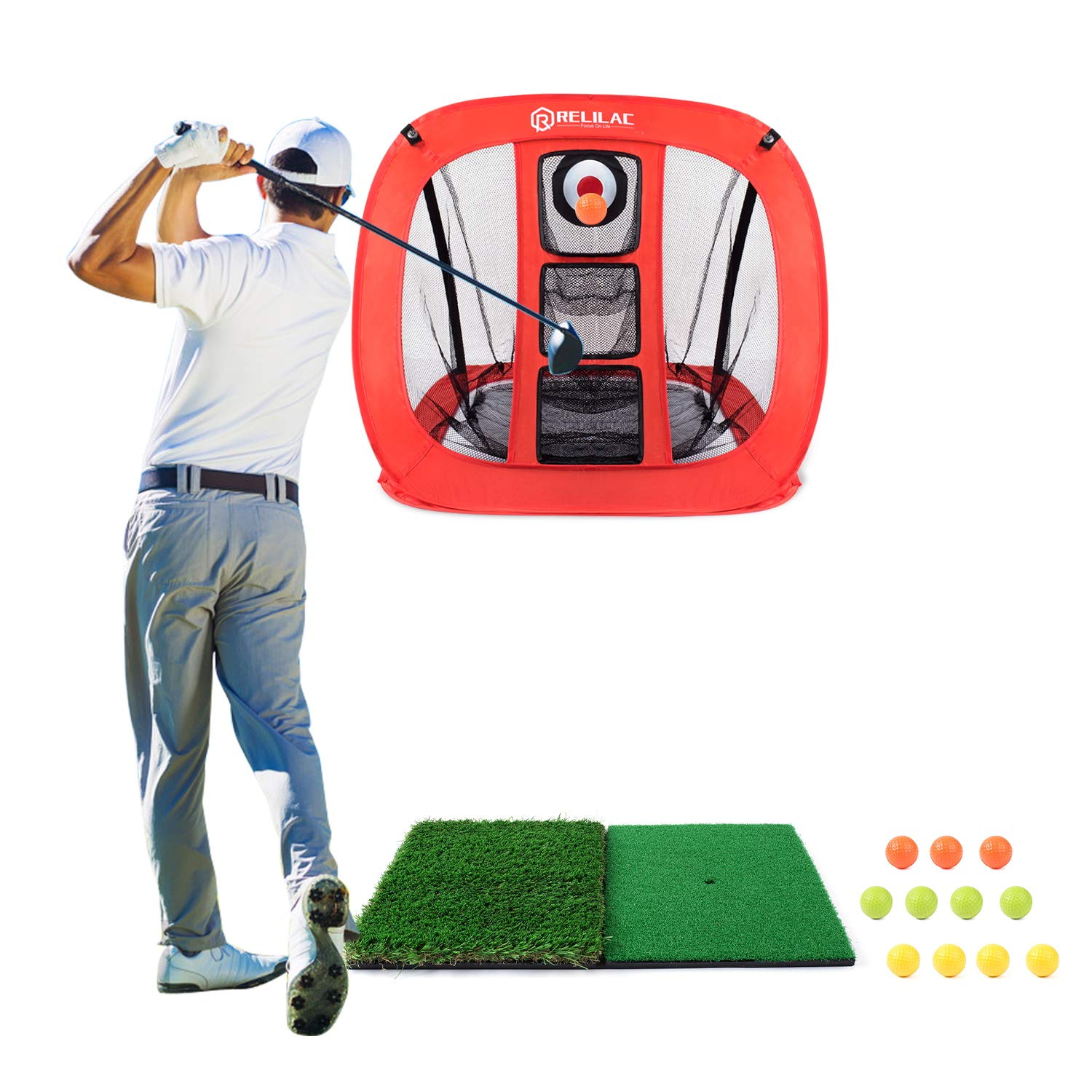 Relilac Pop Up Golf Chipping Net - Indoor/Outdoor Golfing Target Accessories for Backyard Accuracy and Swing Practice - Great Gifts for Men, Dad, Husband, Women, Kid, Golfers