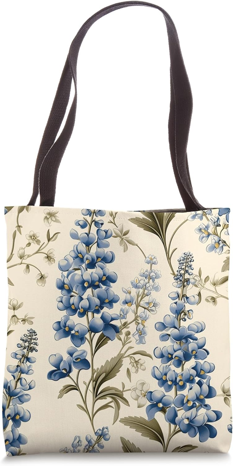 Vintage Texas Wildflowers Bluebonnets Pattern Tote Bag