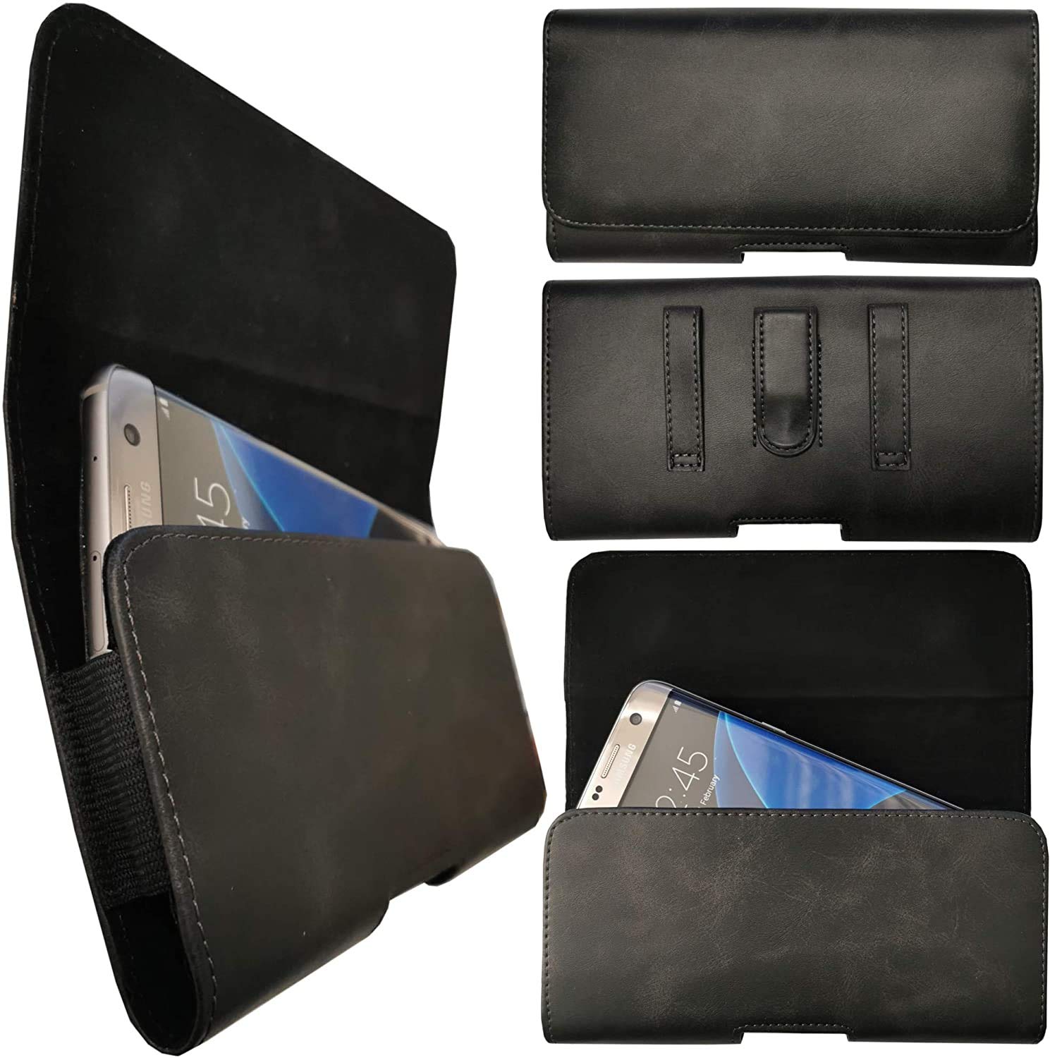 Étui de Ceinture adapté pour Samsung Galaxy A17 A07 A56 A36 A16 A06 A55 A35 A25 A15 A05 A54 A34 A14 A53 A52 S20 FE S22 S23 S24 S25 S26 Ultra 5G | Pochette de Ceinture avec Clip et Passant | 1A Noir