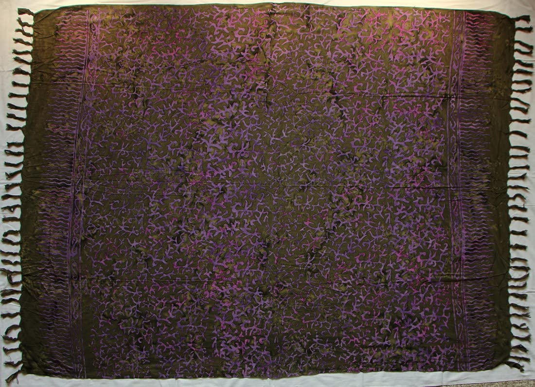 Sarong Sarong - Pareo (170 x 110 cm), color verde oliva, morado