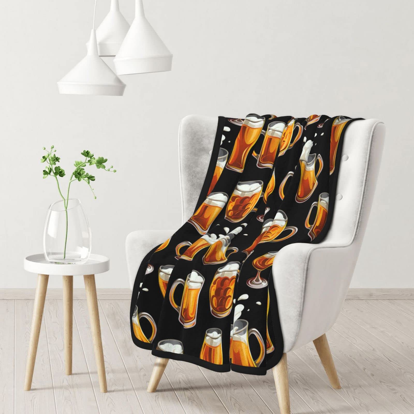 VANZEV Bierglas-Decke – Flanell-Überwurf Mit Biermotiv, Weich & Warm Für Sofa, Bett Oder Als Geschenk