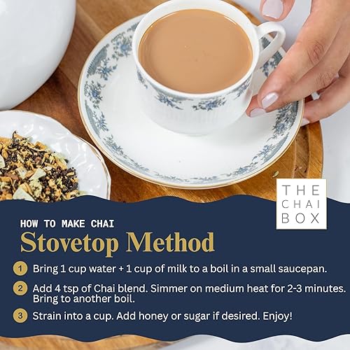 Miniatura 8 de The Chai Box Loose Leaf Masala Chai - Sin gluten ni cafeína  Té Rooibos orgánico hecho con jengibre, clavo, canela, cardamomo, hinojo (paquete de 1)