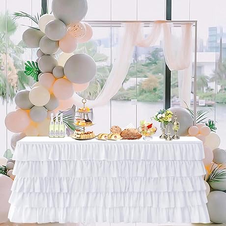 Pufogu White Tulle Table Skirt for any Occasions