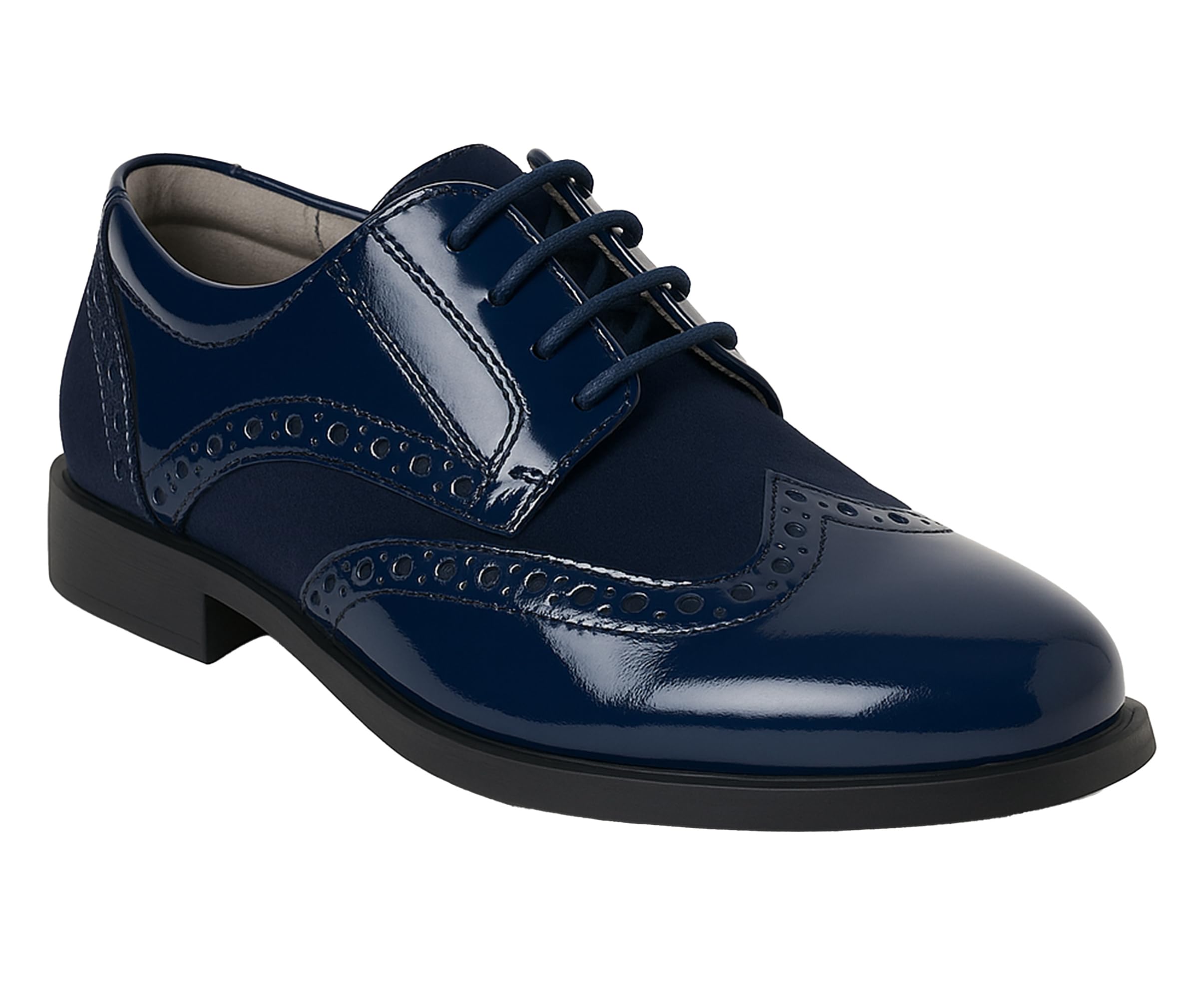SIRRI Zapatos de Vestir de Charol de Ante para niños con Cordones Brogue Calzado de Boda Formal