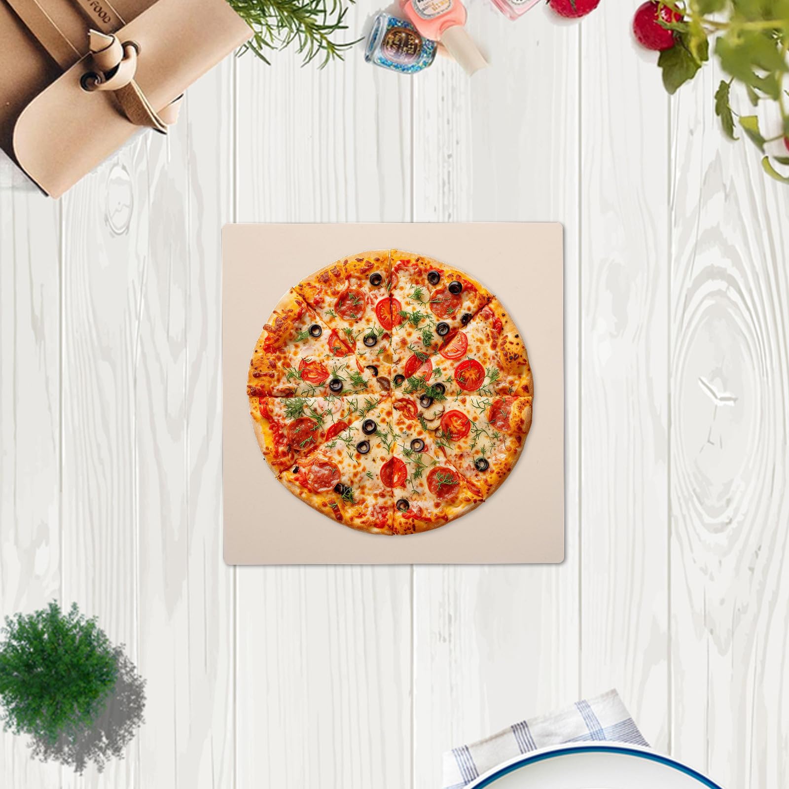 Pietra per Pizza Quadrata Grande in Cordierite, 30,3 Cm