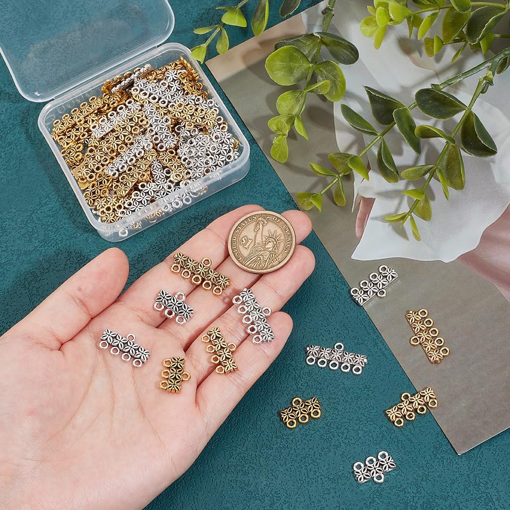 PH PandaHall 90PCS Layering Clasps, 6 Styles Chandelier Components Links Tibetan Zinc Alloy Multi Strand Bracelet Necklace Layer Clasp for DIY Earring Necklace Bracelet Jewelry Crafts Making - Image 3