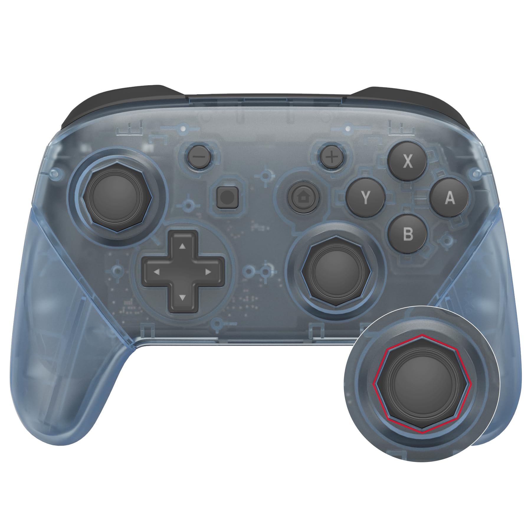 eXtremeRate Coque de Remplacement pour Nintendo Switch Pro Manette, Coque Avant avec Trou de Joystick Octagonal, Etui Arrière avec Poignées Grips pour Manette Switch Pro Bleu Glacier
