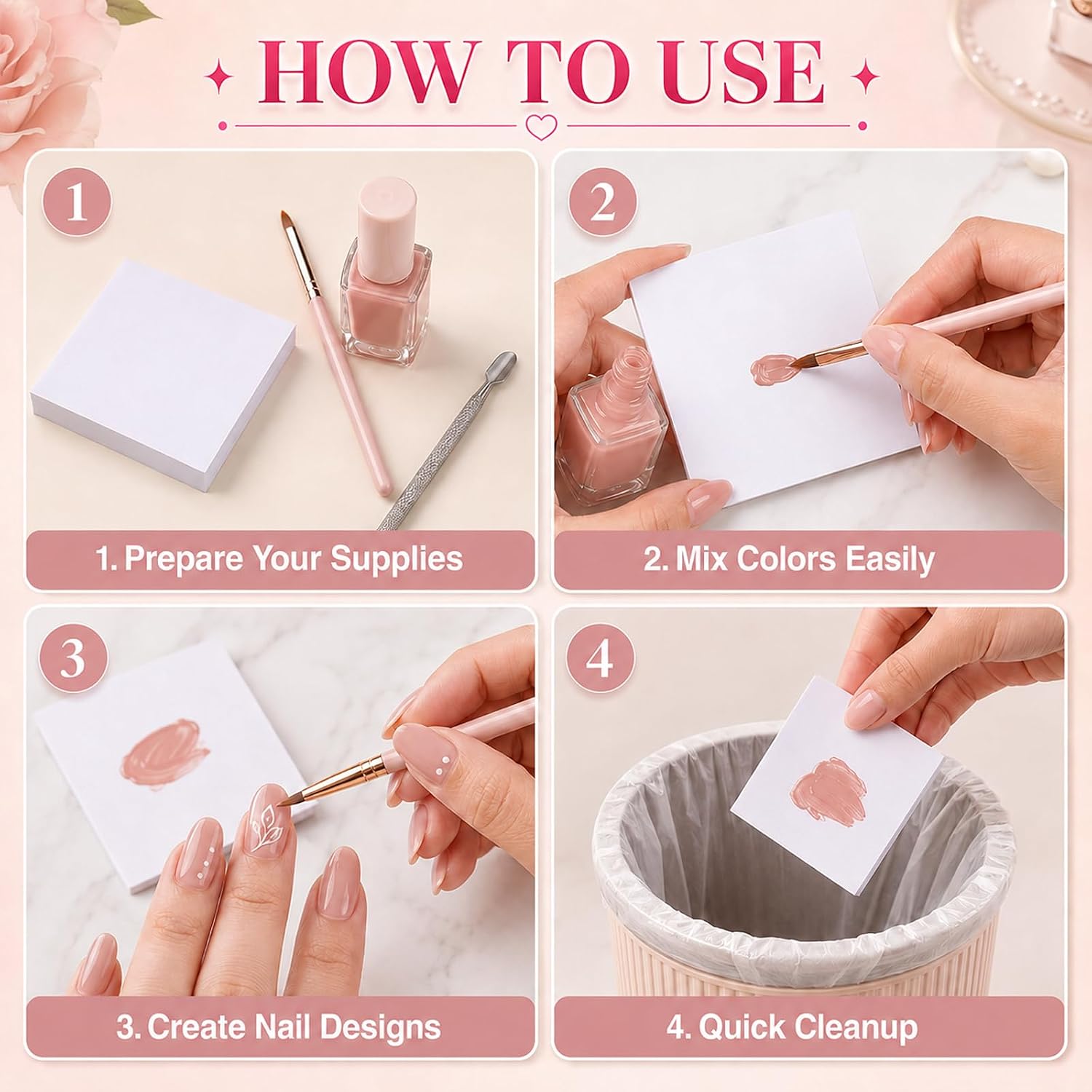 400pcs Nail Art Palette Paper, Disposable Nail Polish Mixing Sheets