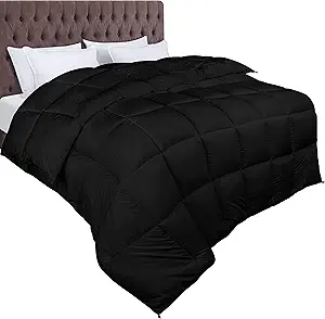 Utopia Bedding Duvet 200 x 220 cm, 370 GSM Warm Duvet, White Blanket with Corner Tabs (Black)