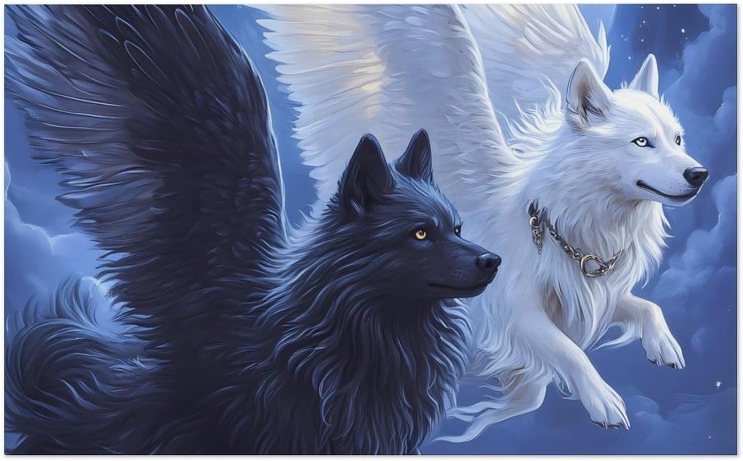 Flying Wolf Moonnight Oversized Beach Towel Soft Absorbent Pool Bath Swim Towels for Adults Travel Vacation Gifts 130x80cm