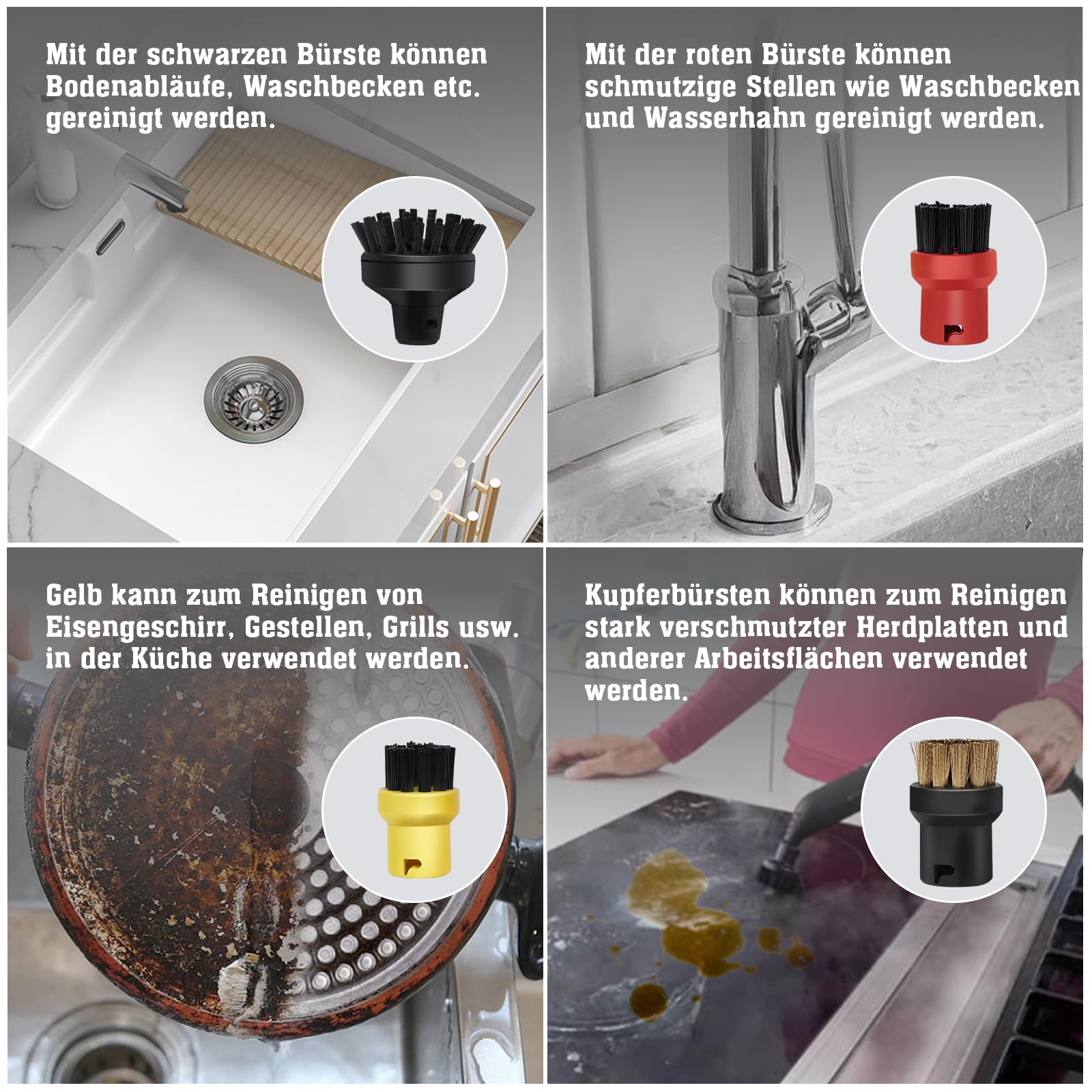 11 Piezas de Cabezales de Cepillo Para Aspiradoras a Vapor Compatibles Con Aspiradoras a Vapor Karcher SC1 SC2 SC3 SC4 SC5 SC7 CTK10