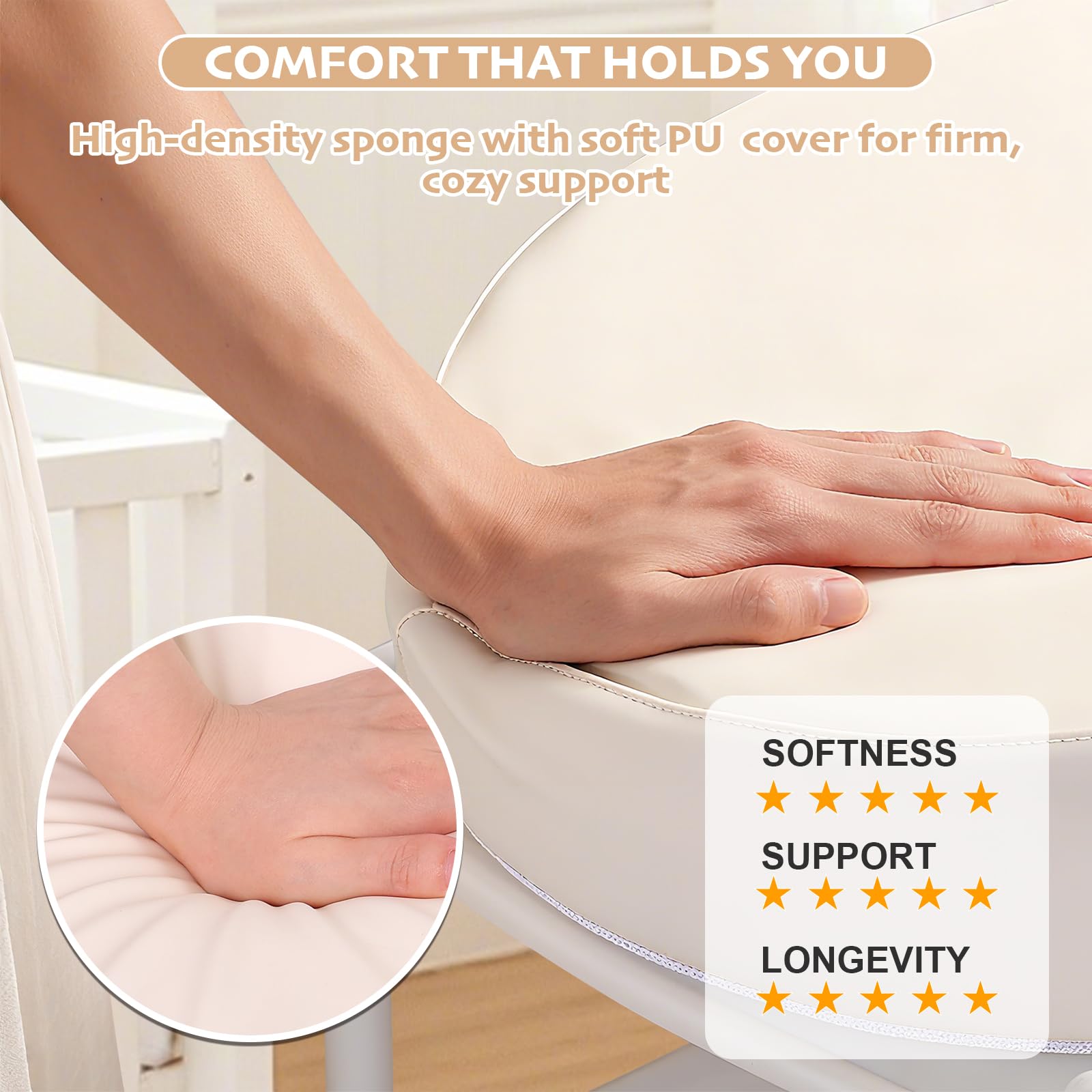 Baby Changing Pad, Waterproof & Wipeable Soft Diaper Changing Mat with PU Cover, Contoured Baby Changing Pad for Dresser & Table, with Non-Slip Safety Belt, Portable & Lightweight,Large Cushioned Foam - 5