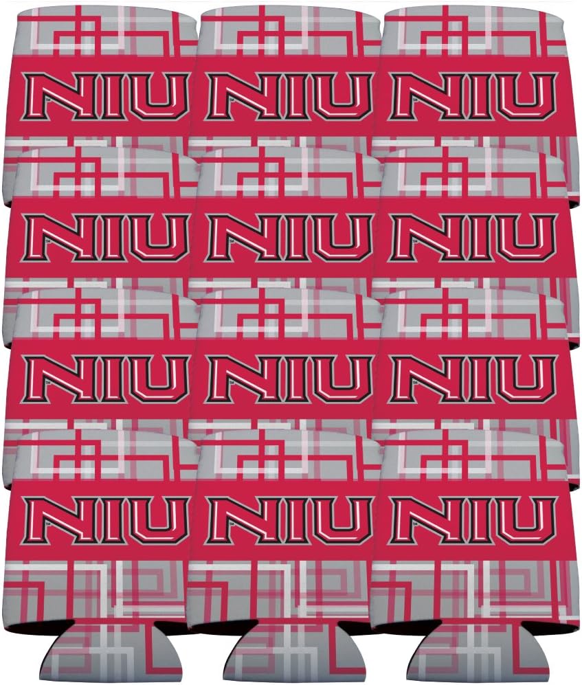 VictoryStore Can and Beverage Coolers - Northern Illinois University, Plaid Design, Set of 12