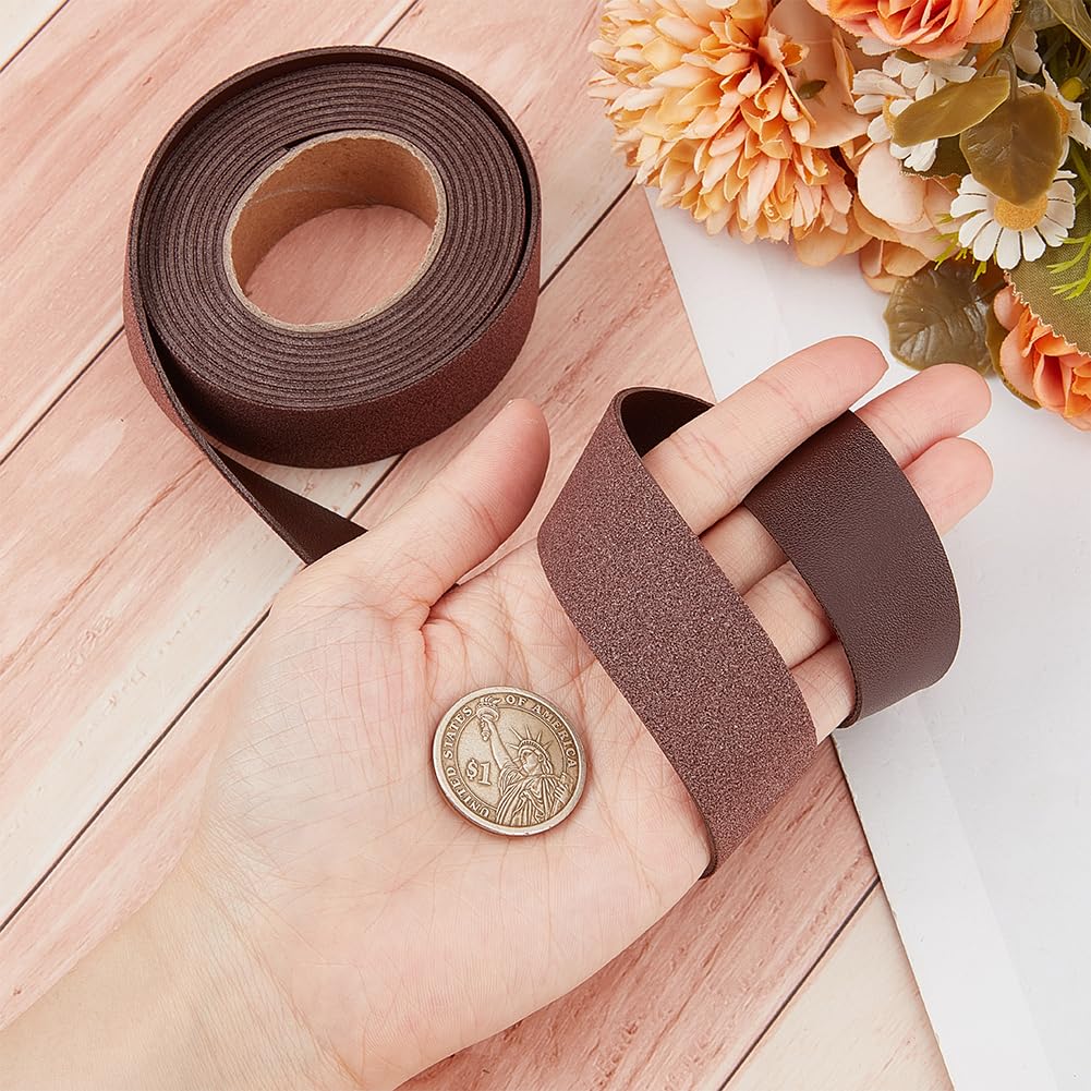 GORGECRAFT 25mm x 2m Lychee Grain Leather Strips Flat Leather Cord 1.7mm Thick Imitation Leather Strap Threads Rope for DIY Crafts Belt Furniture Handles Bracelets Jewelry Making - Image 3