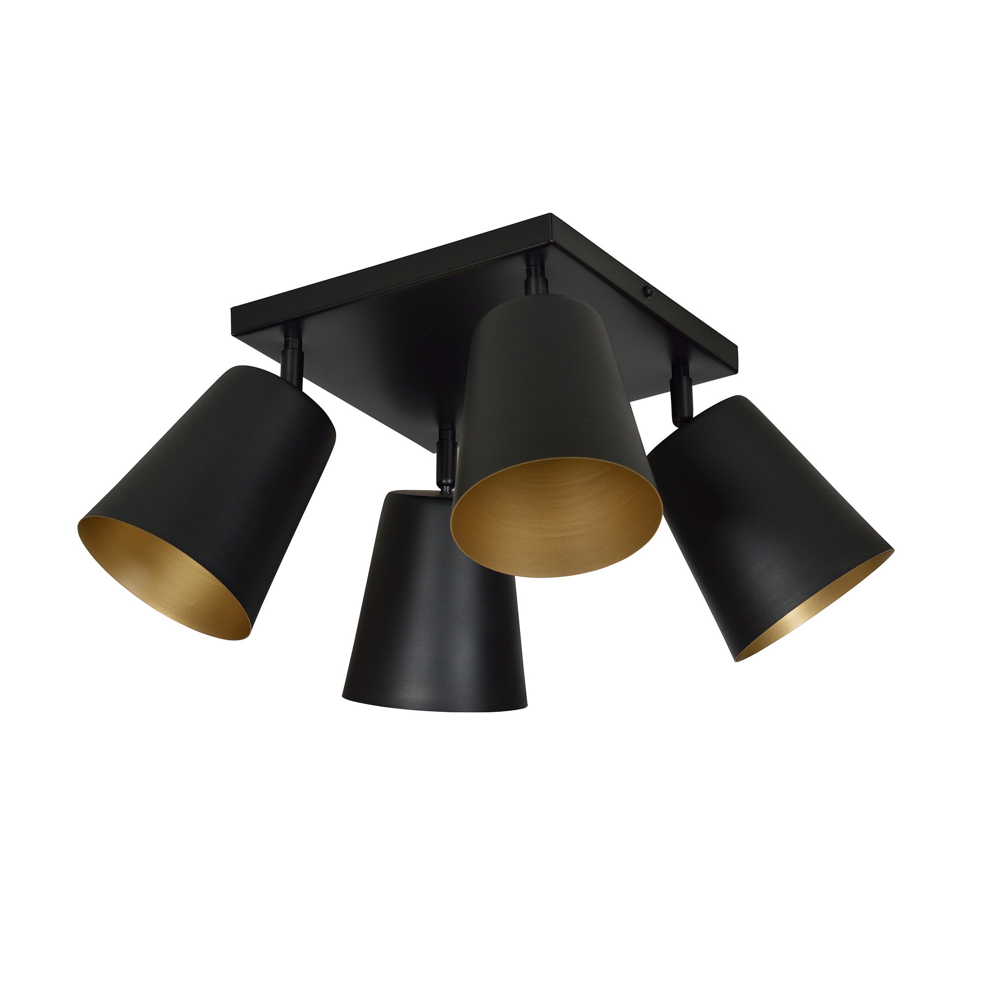 Licht-Erlebnisse Decken Strahler aus Metall in schwarz 4-flammige beweglich E27 55x55cm schwenkbar Flur Küche Wohnzimmer skandinavisch Deckenleuchte Lampe Spot