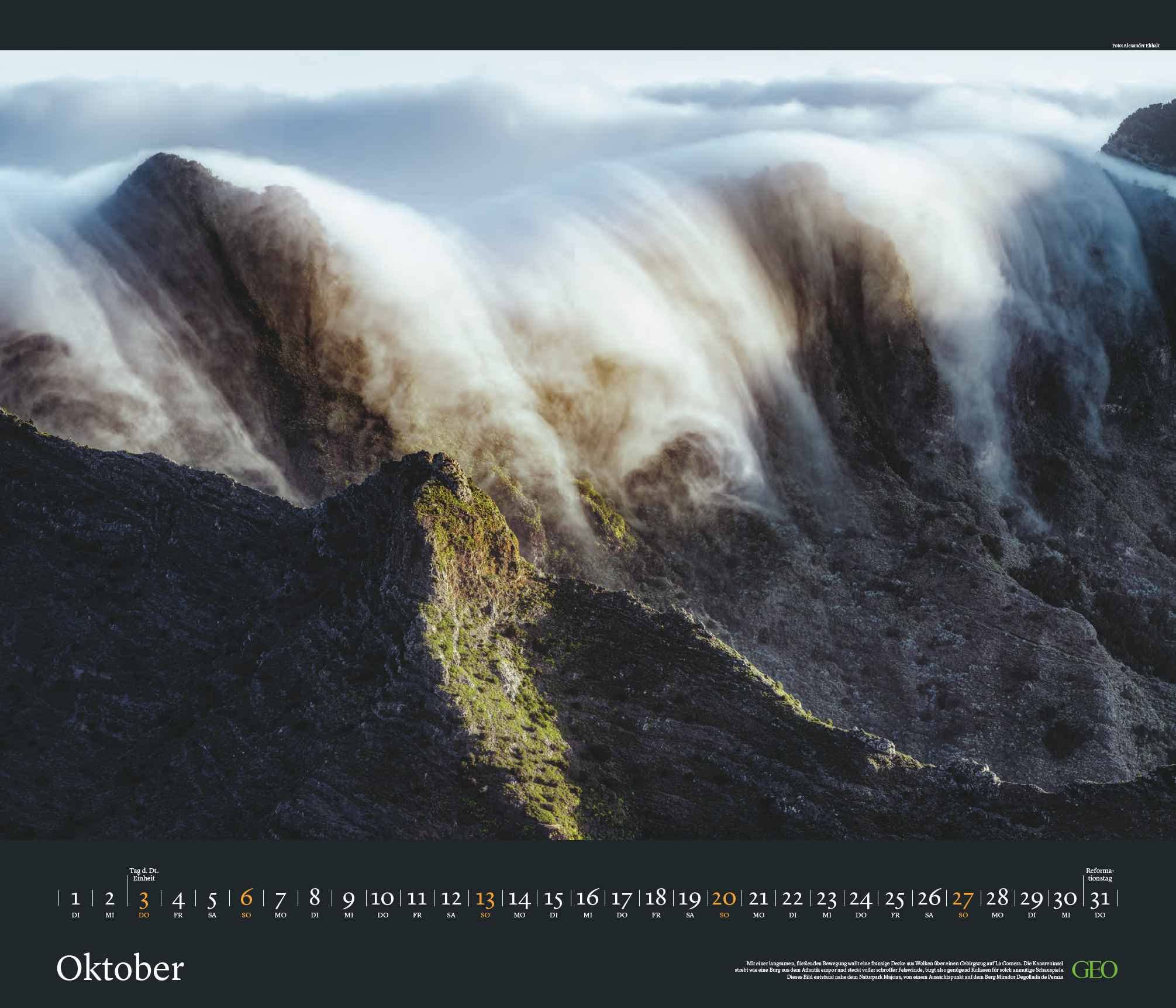 GEO Edition: Kräfte der Natur 2024 - Wand-Kalender - Poster-Kalender - 70x60, Mittel