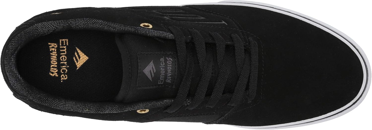 Emerica Men's The Reynolds Low Vulc Skate Shoe 7 Black/Gold/White