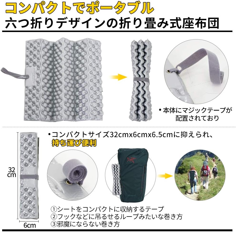 Soomloom IXPE座布団 シート クッション 軽量 コンパクト 快適 アルミフィルム 折りたたみ式 ポータブル ピクニック/ハイキング/登山/花見/スポーツ観戦/通勤