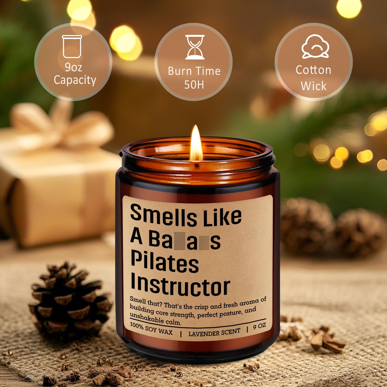 Miracu Candle, Pilates Instructor Gifts, Pilates Day Gifts for Women Men, Funny Gym Workout, Birthday, Mothers, Appreciation Thank You Idea for Reformer Fitness Teacher Lover Friend Mom, Studio Decor