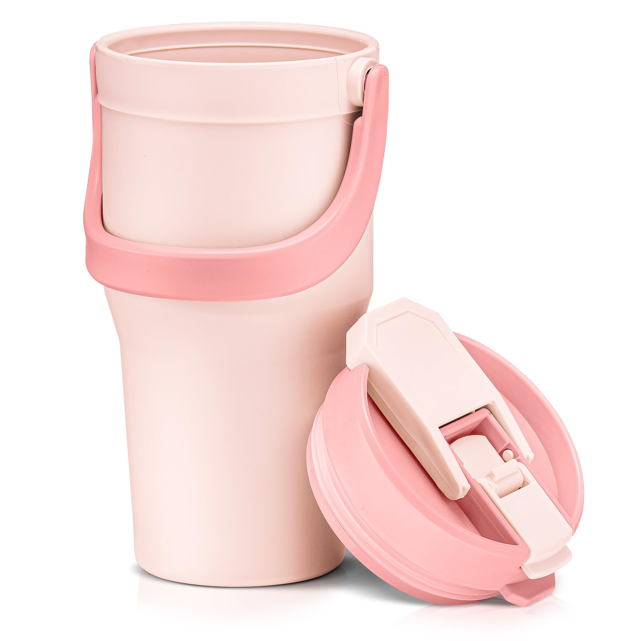 Amazon.com: Reusable Plastic Coffee Travel Mug with Handle  Leak-Proof  Lid, Microwave & Dishwasher Safe - 24 oz - (Pink) : Home & Kitchen