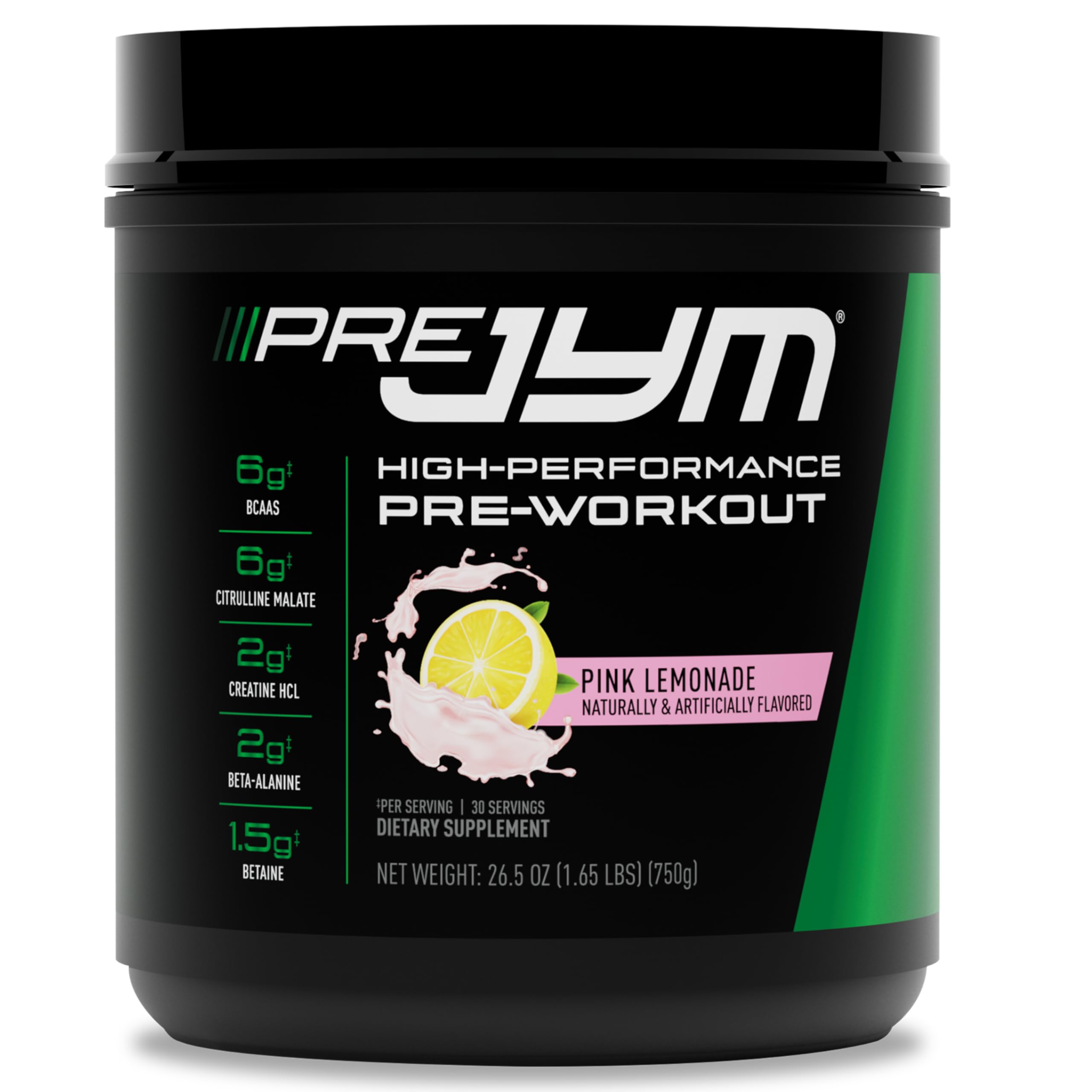JYM Supplement Science Pre JYM Pink Lemonade Pre Workout Powder for Men & Women, BCAAs, Nootropics, Creatine HCI, Citrulline, Beta-Alanine, Betaine, Taurine, Huperzine, 30 Servings