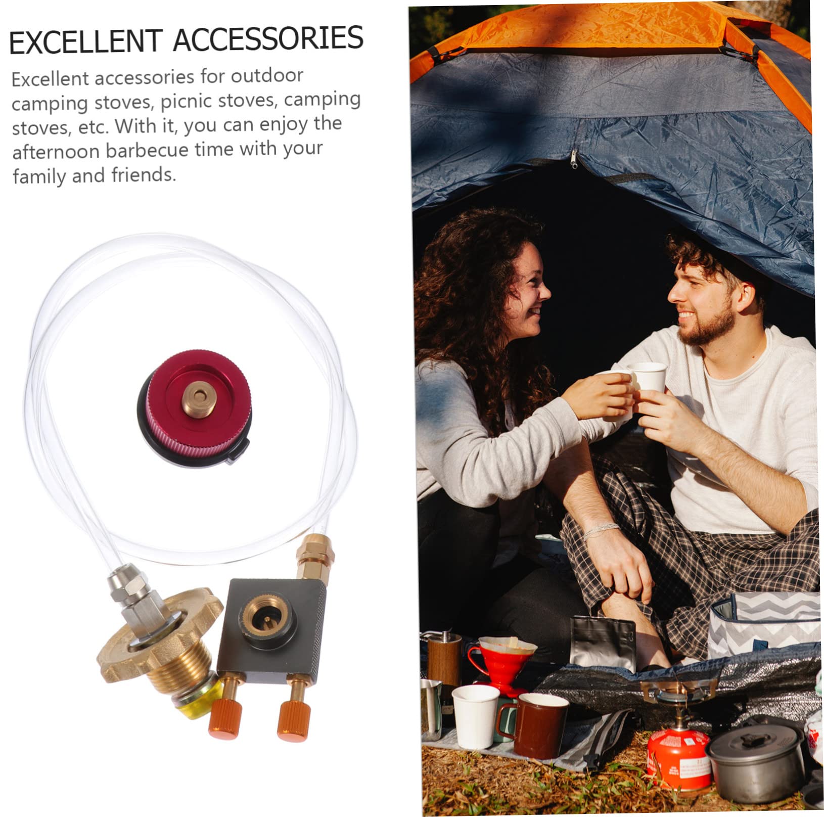 Gogogmee 1Set Gas Tank Adapter for Camping Stove Lightweight Valve Adapter for Outdoor Cooking and Picnic Connect Bottles to Grills and Heaters Random Color