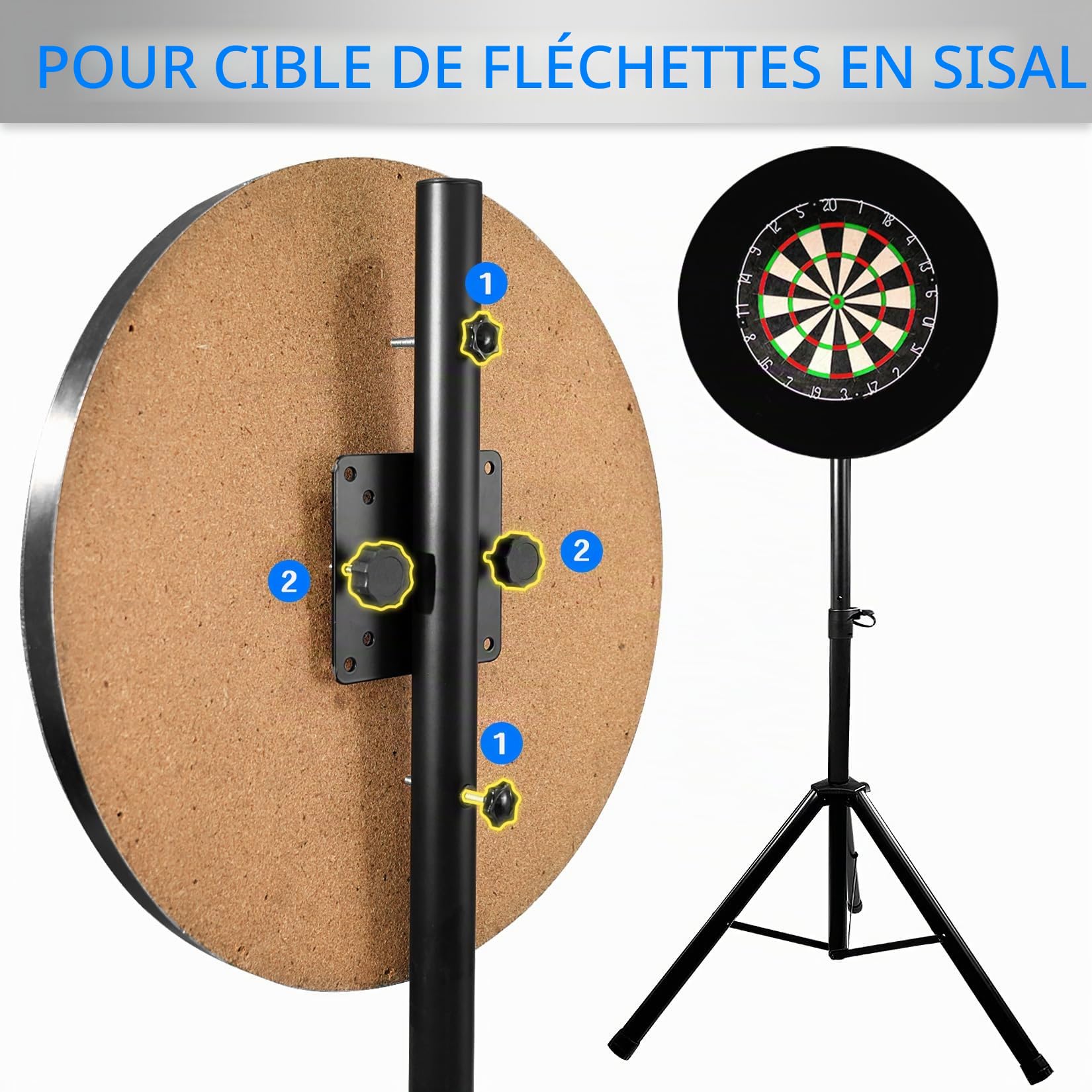 Turnart Support pour Cible de fléchettes Jeu de Flechette électronique Mobile Support pour Cibles Standard - Accessoire électronique - 106-200 cm - 3,7 kg