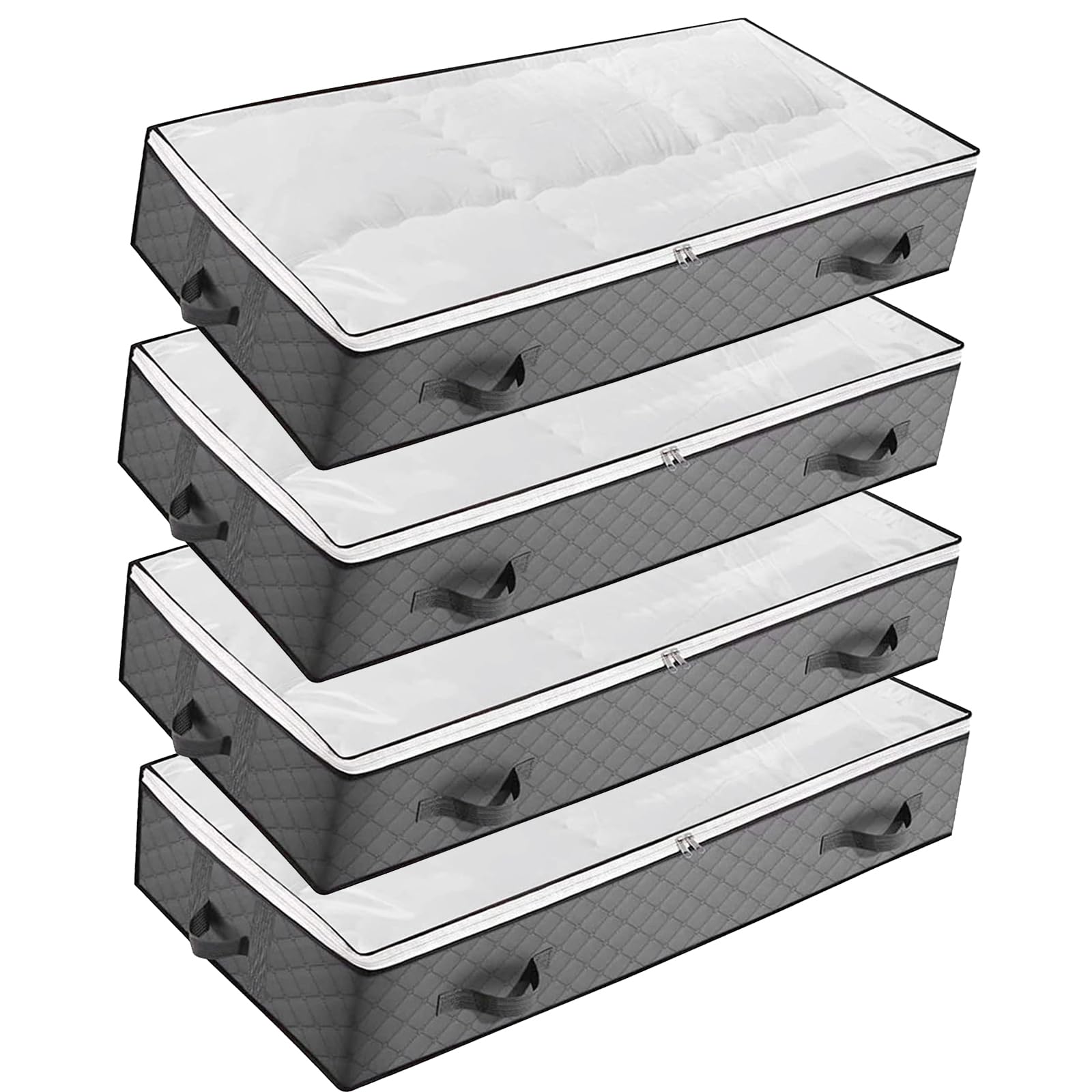 4-Pack Extra Large Under Bed Storage Containers - Clear Window Grey Bags For Clothes, Bedding, Blankets, Shoes - View #9