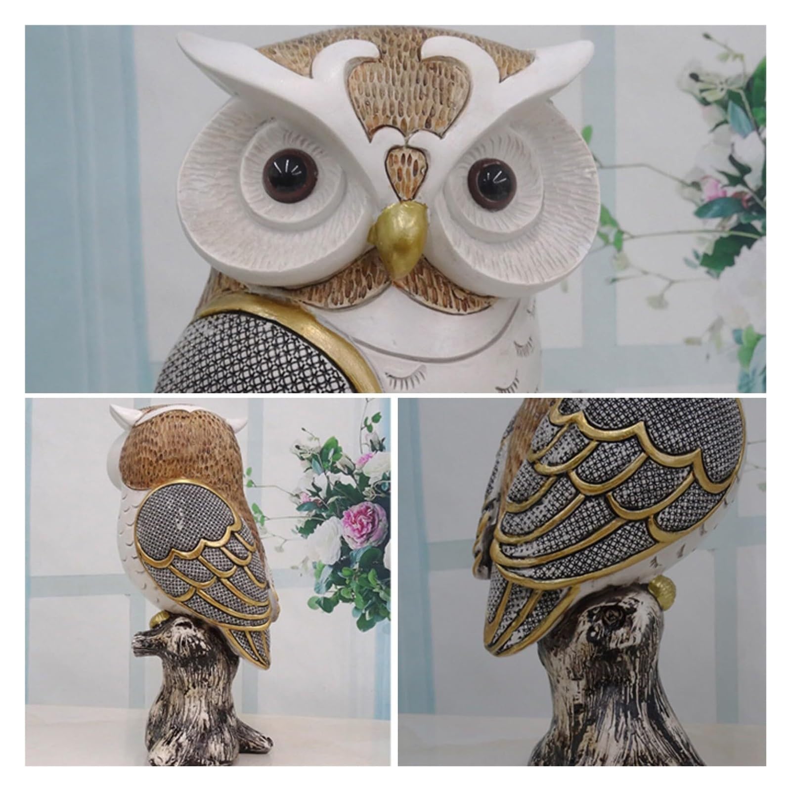 Regalos para Mujeres Estatua romántica de Pareja búhos, Escultura pájaro Resina, estatuas Decorativas Decoración para estanterías(A2)