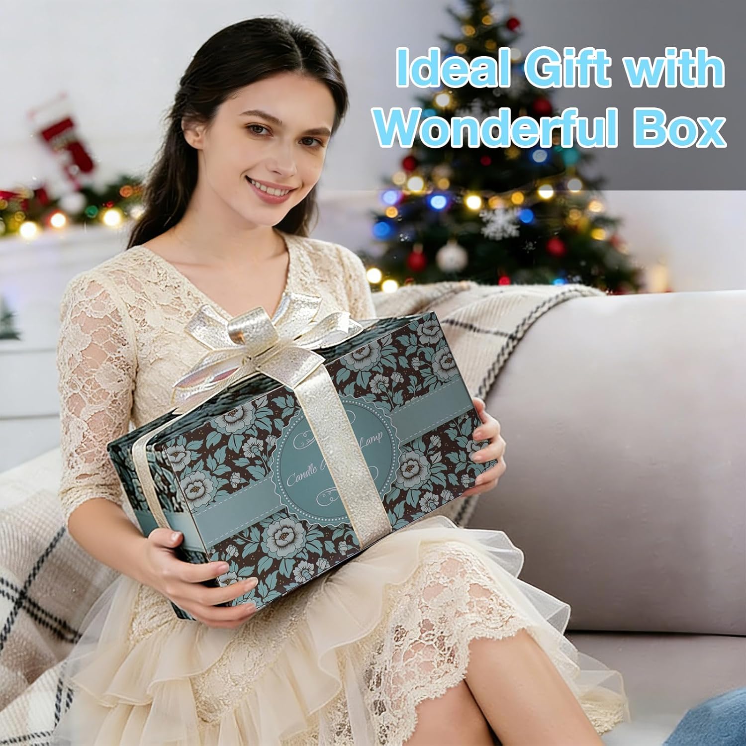 Masmejor 50W Candle Warmer Lamp with Timer & Dimmer - Electric Wax Melt Warmer, Adjustable Height, Wood Base, 2 Bulbs, Gift Packaging for Christmas, Birthday, Home Decor, Mother's Day, Bedroom(Green)