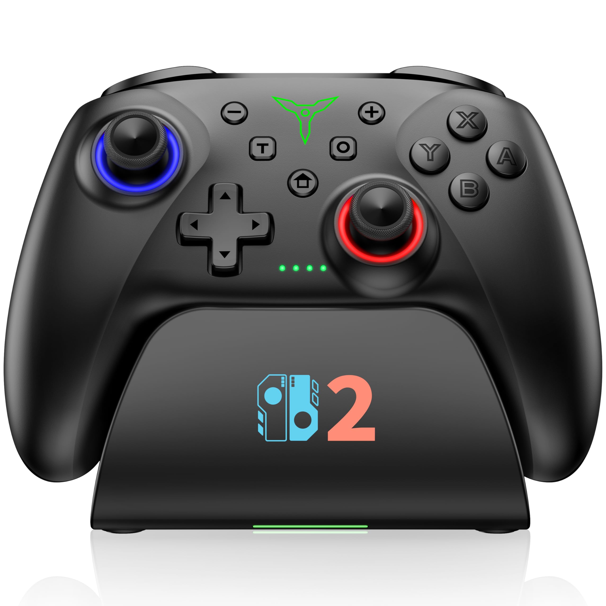 BEBONCOOL HOTS Switch Controller mit Ladestation,kabellos Pro Controller, Aufwachfunktion/Hall-Effect-Joystick/RGB/programmierbar/Turbo/Dual Motor Vibration/15h Akku–für Switch 2/Switch/OLED/Lite
