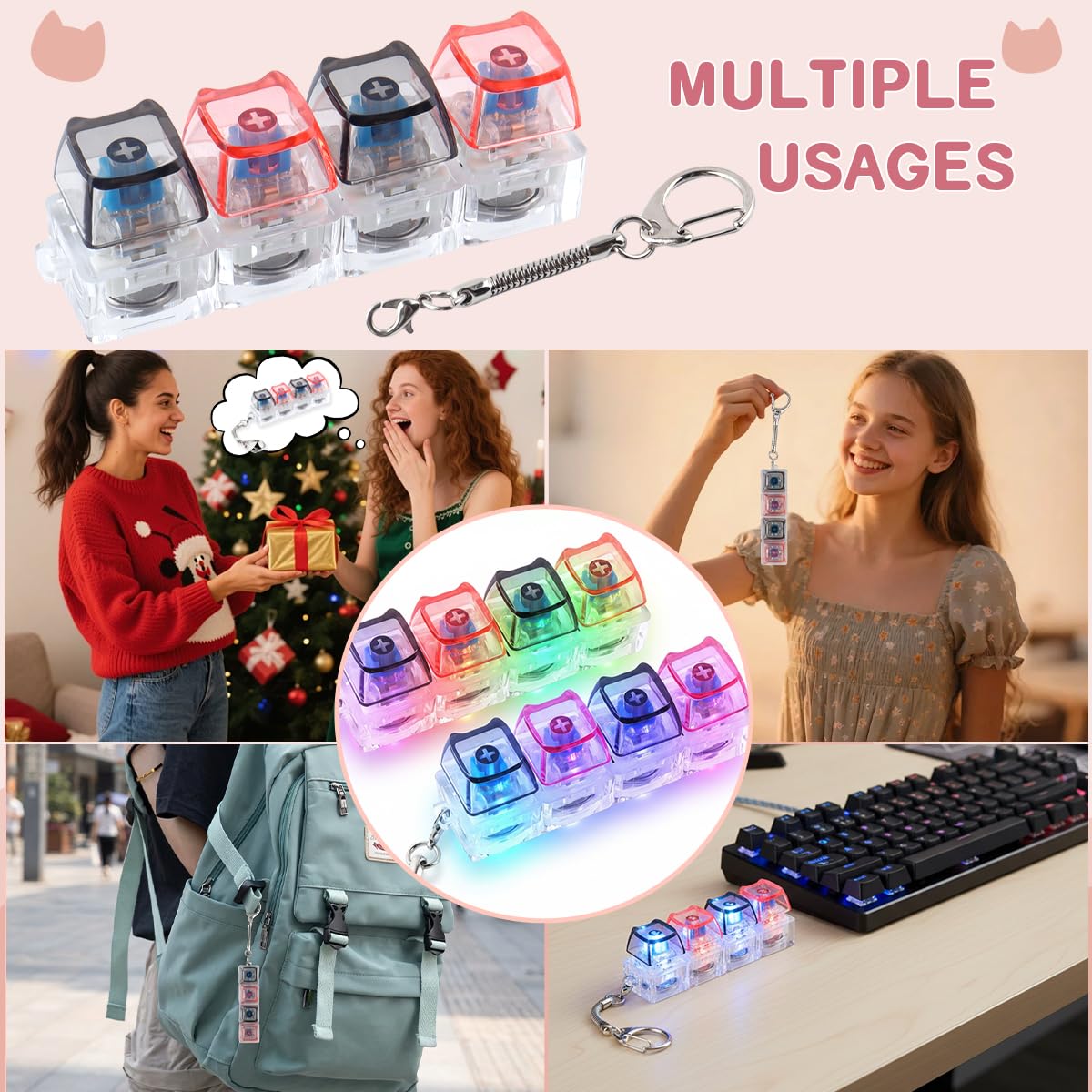 Keyboard Fidget Toys - LED Cat Keychain -6